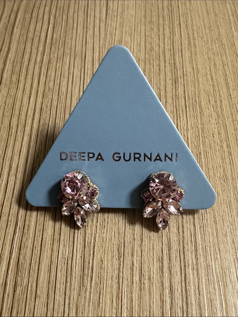 Deepa Gurnani Pink Crystal Cluster Earrings